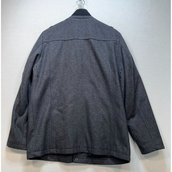 Guess Mens Military Coat Jacket Large Charcoal Gray Stand Collar Quilted Winter - Picture 11 of 13